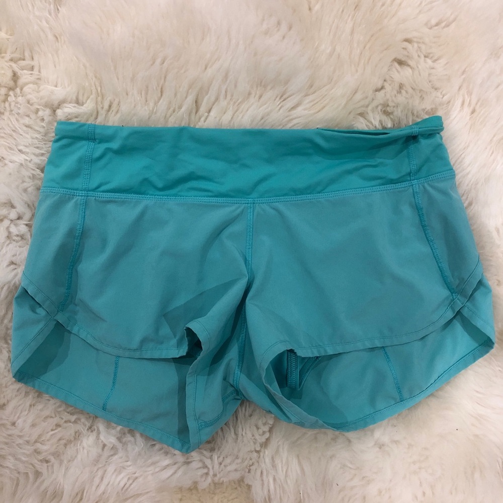 teal lululemon shorts